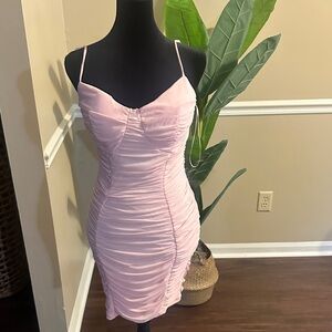 Elegant Pink Ruched Dress